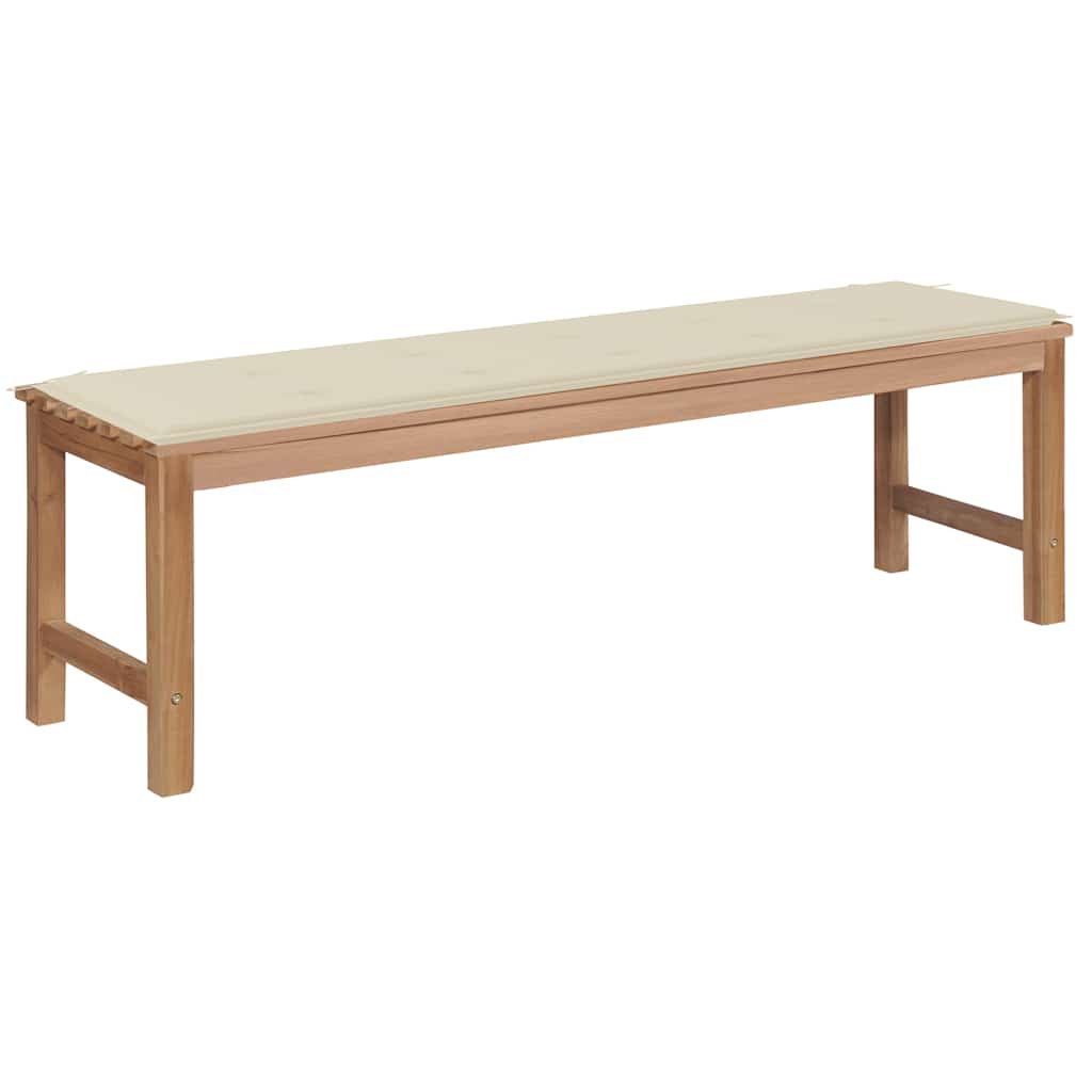 Garden Bench with Cream Cushion 150 cm Solid Teak Wood