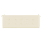 Garden Bench with Cream Cushion 150 cm Solid Teak Wood - Rear View