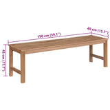 Garden Bench with Cream Cushion 150 cm Solid Teak Wood