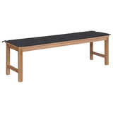 Garden Bench with Black Cushion 150 cm Solid Teak Wood