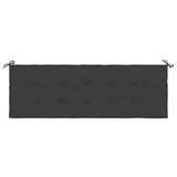 Garden Bench with Black Cushion 150 cm Solid Teak Wood - 45-Degree Angle