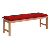 Garden Bench with Red Cushion 150 cm Solid Teak Wood