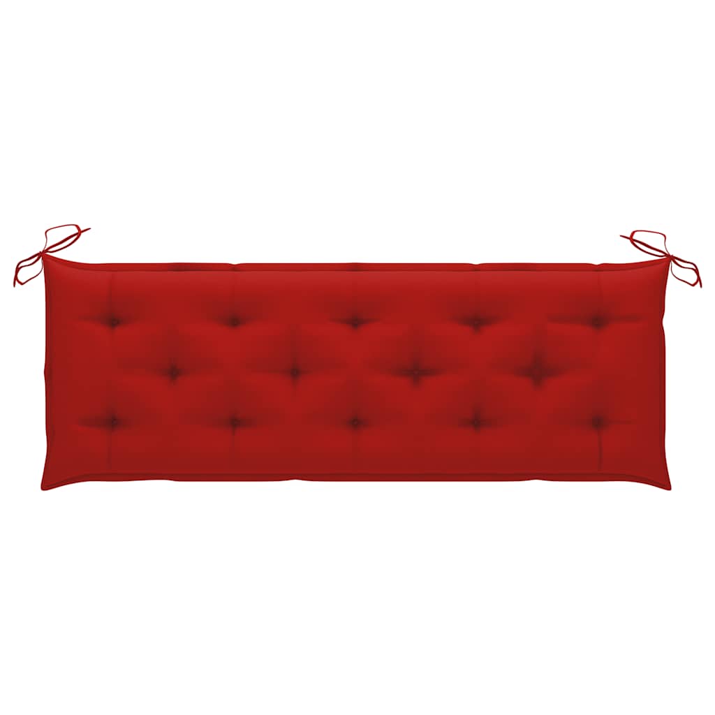 Garden Bench with Red Cushion 150 cm Solid Teak Wood