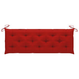 Garden Bench with Red Cushion 150 cm Solid Teak Wood - Top-Down View
