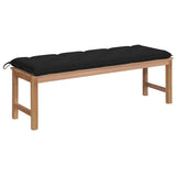 Garden Bench with Black Cushion 150 cm Solid Teak Wood