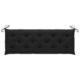 Garden Bench with Black Cushion 150 cm Solid Teak Wood