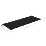 Garden Bench with Black Cushion 150 cm Solid Teak Wood