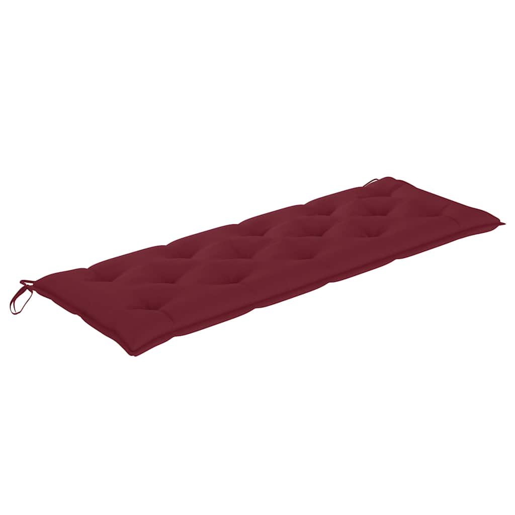 Garden Bench with Wine Red Cushion 150 cm Solid Teak Wood