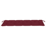 Garden Bench with Wine Red Cushion 150 cm Solid Teak Wood