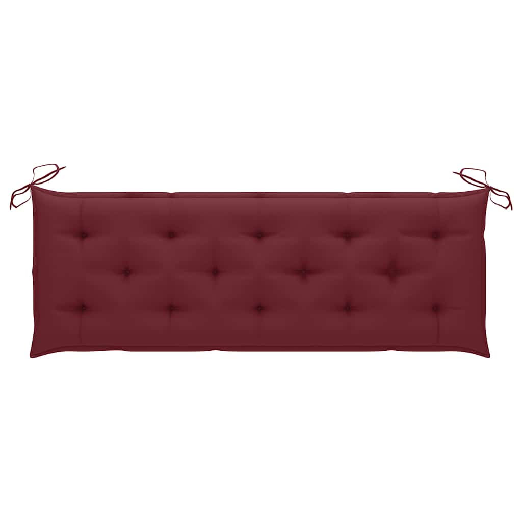 Garden Bench with Wine Red Cushion 150 cm Solid Teak Wood