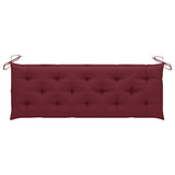 Garden Bench with Wine Red Cushion 150 cm Solid Teak Wood