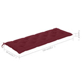 Garden Bench with Wine Red Cushion 150 cm Solid Teak Wood - Extra Image