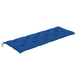 Garden Bench with Blue Cushion 150 cm Solid Teak Wood