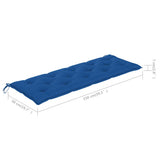 Garden Bench with Blue Cushion 150 cm Solid Teak Wood - Extra Image