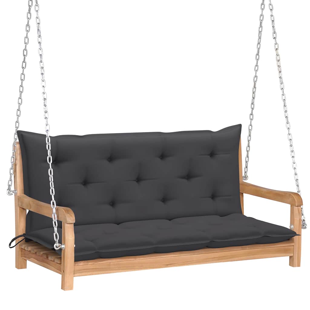 Swing Bench with Anthracite Cushion 120 cm Solid Teak Wood