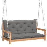 Swing Bench with Grey Cushion 120 cm Solid Teak Wood