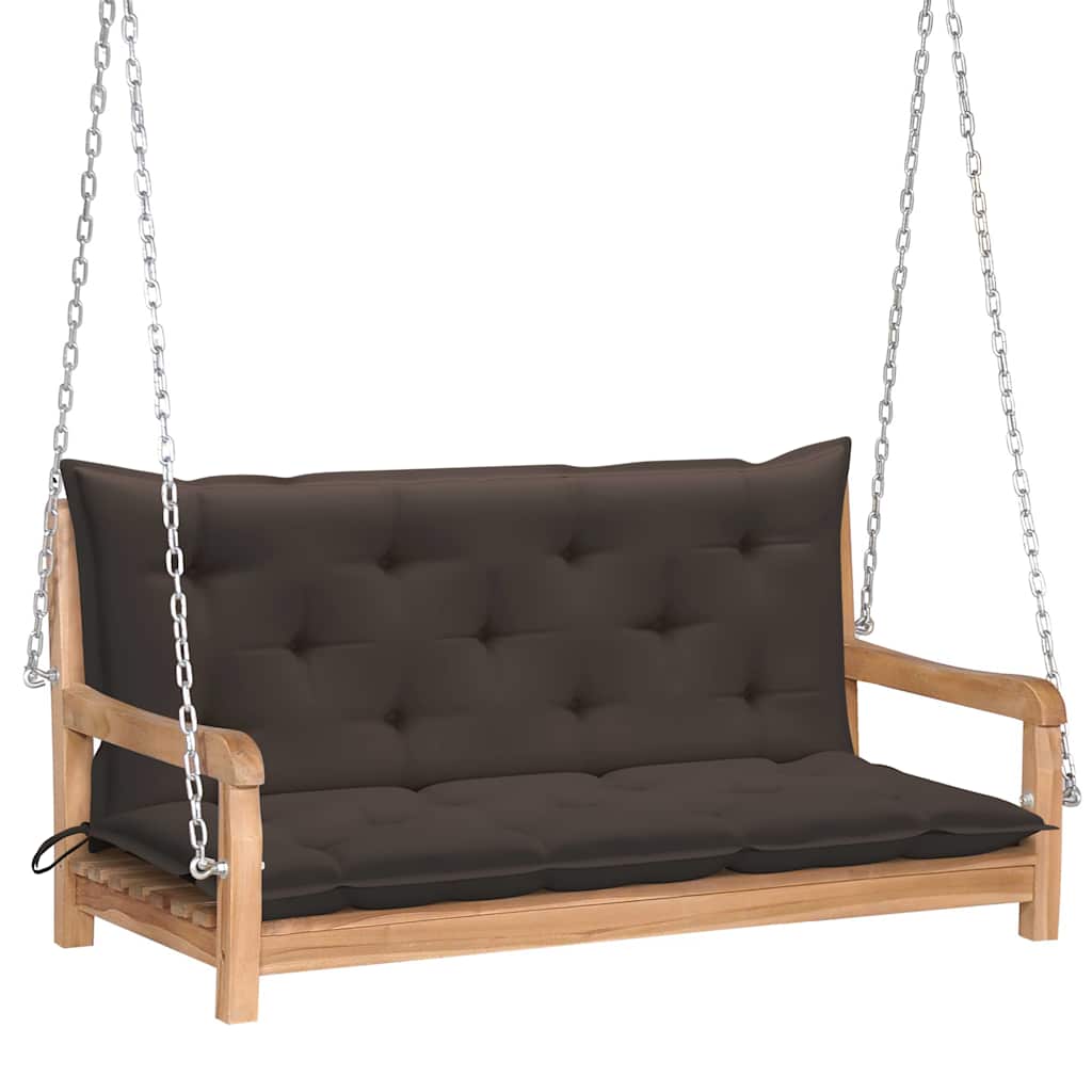 Swing Bench with Taupe Cushion 120 cm Solid Teak Wood