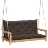Swing Bench with Taupe Cushion 120 cm Solid Teak Wood