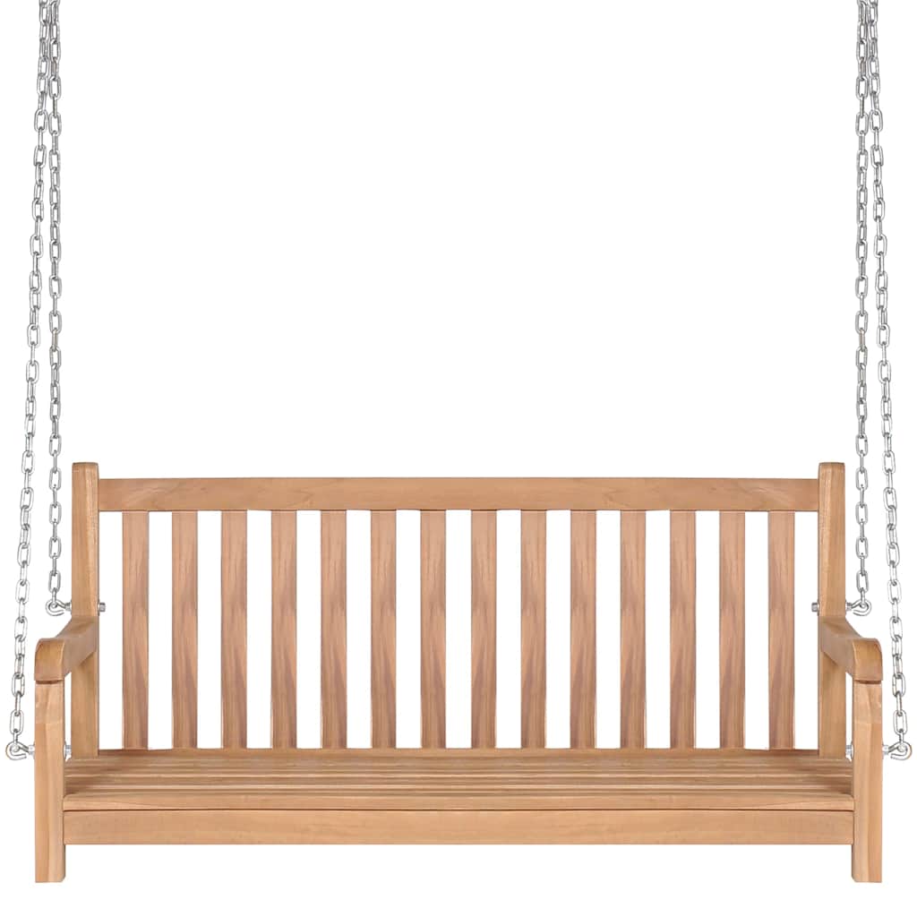 Swing Bench with Taupe Cushion 120 cm Solid Teak Wood
