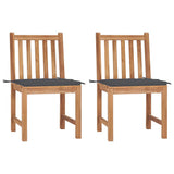 Garden Chairs 2 pcs with Cushions Solid Teak Wood