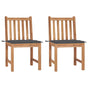 Garden Chairs 2 pcs with Cushions Solid Teak Wood