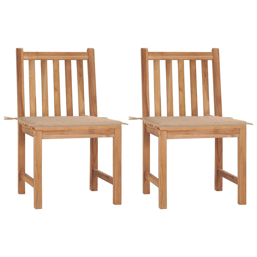 Garden Chairs 2 pcs with Cushions Solid Teak Wood