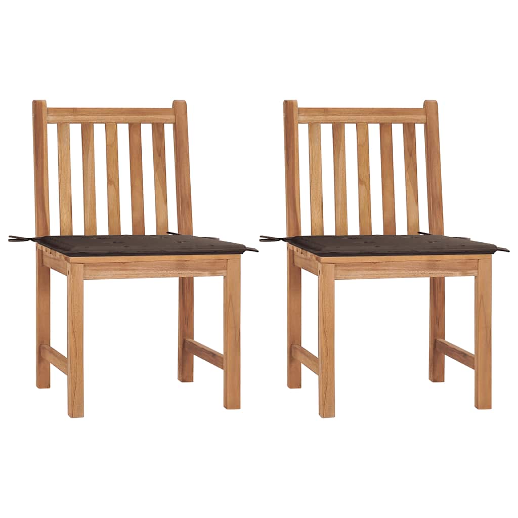 Garden Chairs 2 pcs with Cushions Solid Teak Wood