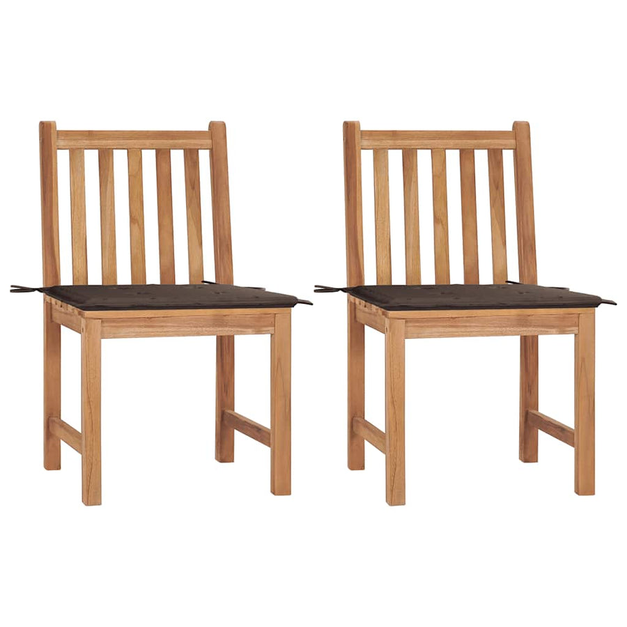 Garden Chairs 2 pcs with Cushions Solid Teak Wood