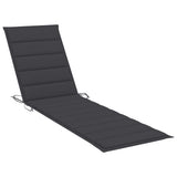 Sun Lounger with Anthracite Cushion Solid Teak Wood - Low Angle