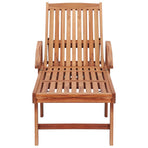 Sun Lounger with Grey Cushion Solid Teak Wood