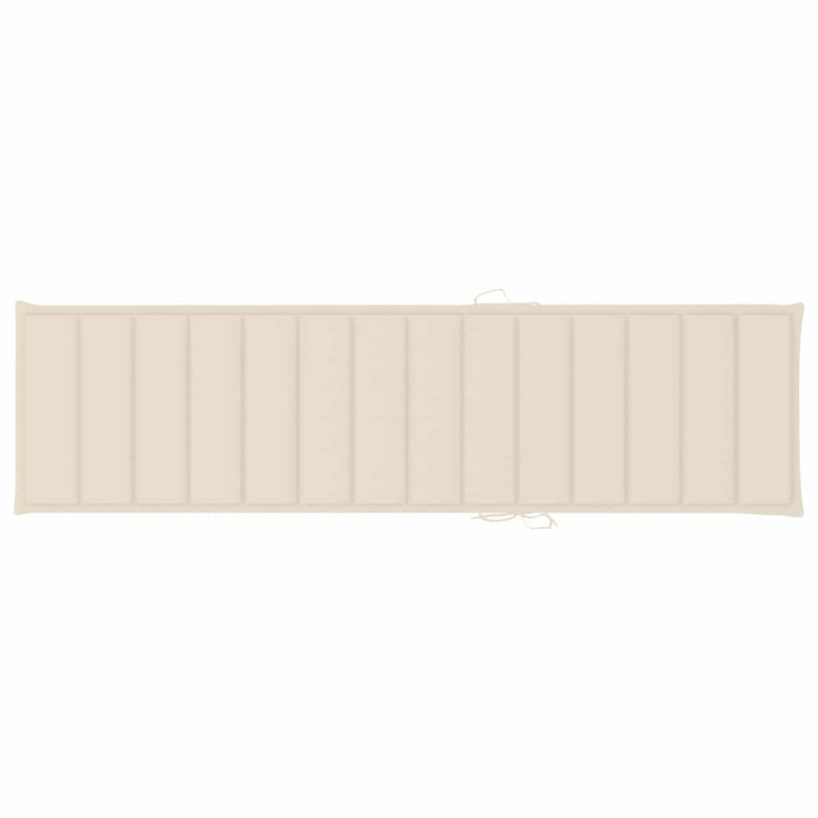 Sun Lounger with Cream Cushion Solid Teak Wood