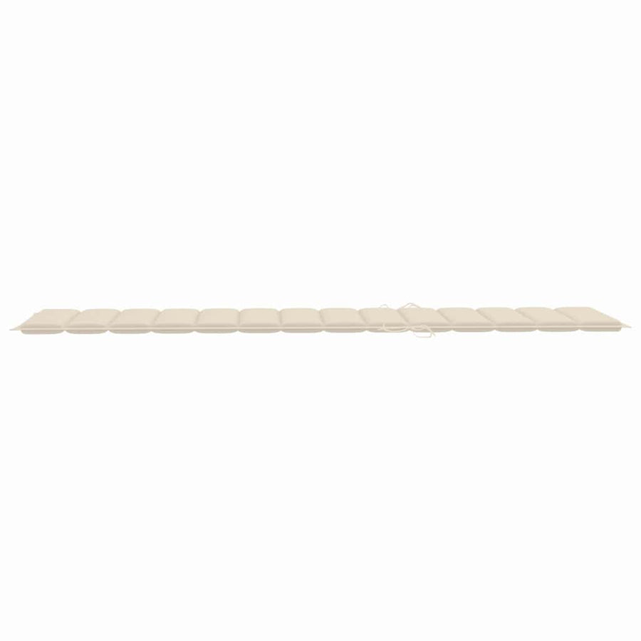 Sun Lounger with Cream Cushion Solid Teak Wood