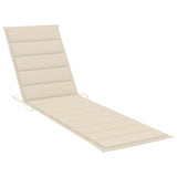 Sun Lounger with Cream Cushion Solid Teak Wood - Extra Image