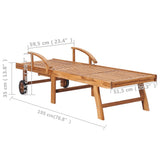 Sun Lounger with Beige Cushion Solid Teak Wood - Extra Image