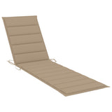 Sun Lounger with Beige Cushion Solid Teak Wood