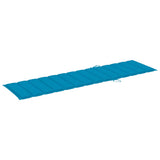 Sun Lounger with Blue Cushion Solid Teak Wood - Extra Image