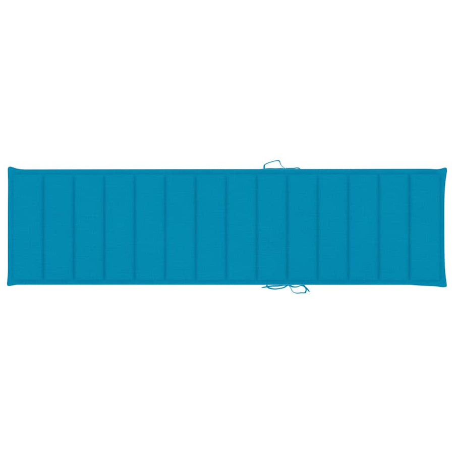 Sun Lounger with Blue Cushion Solid Teak Wood