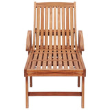 Sun Lounger with Black Cushion Solid Teak Wood