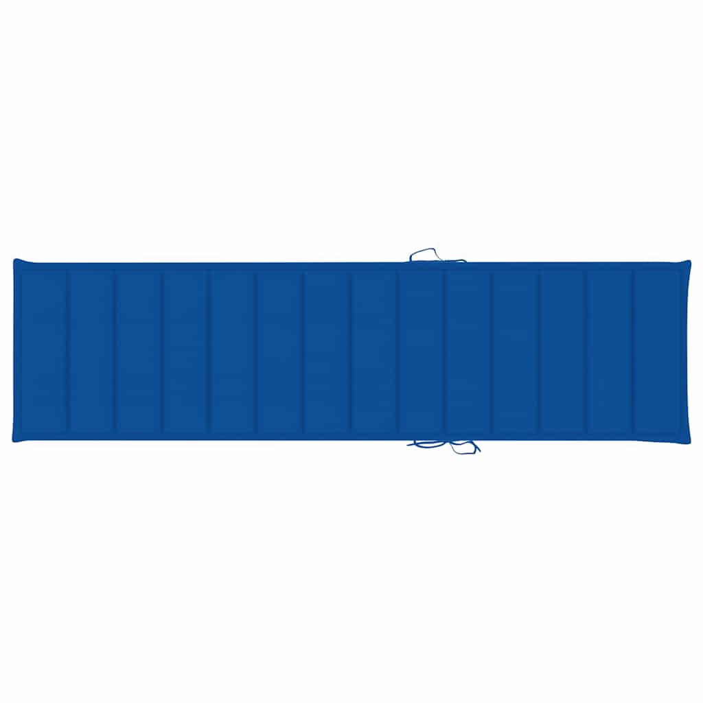 Sun Lounger with Royal Blue Cushion Solid Teak Wood
