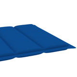 Sun Lounger with Royal Blue Cushion Solid Teak Wood