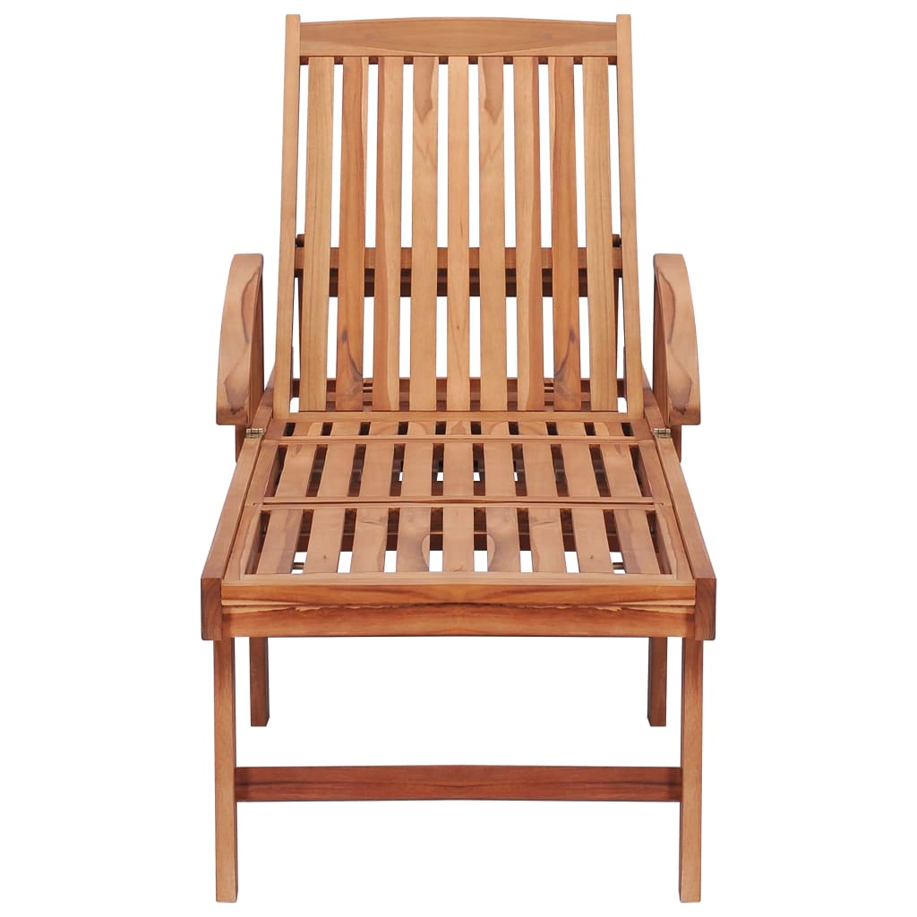 Sun Lounger with Royal Blue Cushion Solid Teak Wood