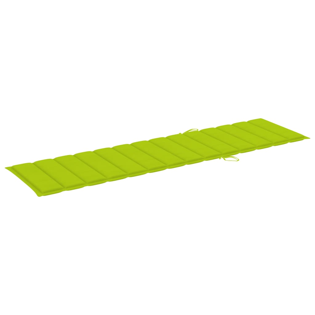 Sun Lounger with Bright Green Cushion Solid Teak Wood