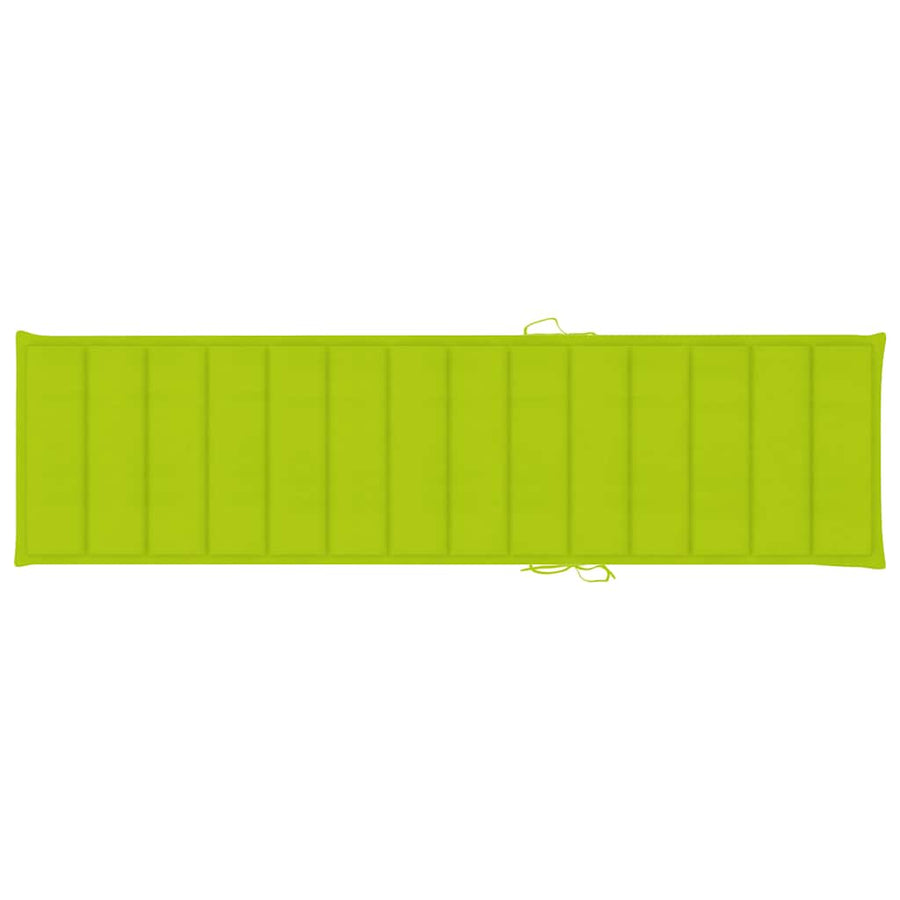 Sun Lounger with Bright Green Cushion Solid Teak Wood