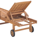 Sun Lounger with Bright Green Cushion Solid Teak Wood