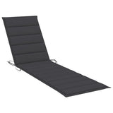 Sun Lounger with Table and Cushion Solid Teak Wood - Close-Up Angle