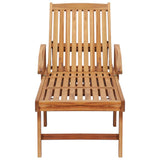 Sun Lounger with Table and Cushion Solid Teak Wood