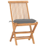 3 Piece Folding Outdoor Dining Set with Cushion Solid Wood Teak