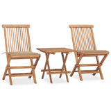 3 Piece Folding Outdoor Dining Set with Cushion Solid Wood Teak
