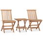 3 Piece Folding Outdoor Dining Set with Cushion Solid Wood Teak