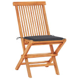3 Piece Bistro Set with Anthracite Cushions Solid Teak Wood